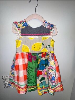 Multicolor Lemon Patchwork Kids Dress - Bright Floral & Gingham